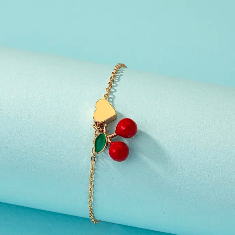 Cherry Charm Drop Elegant Charm Fruit Charm Bracelet
